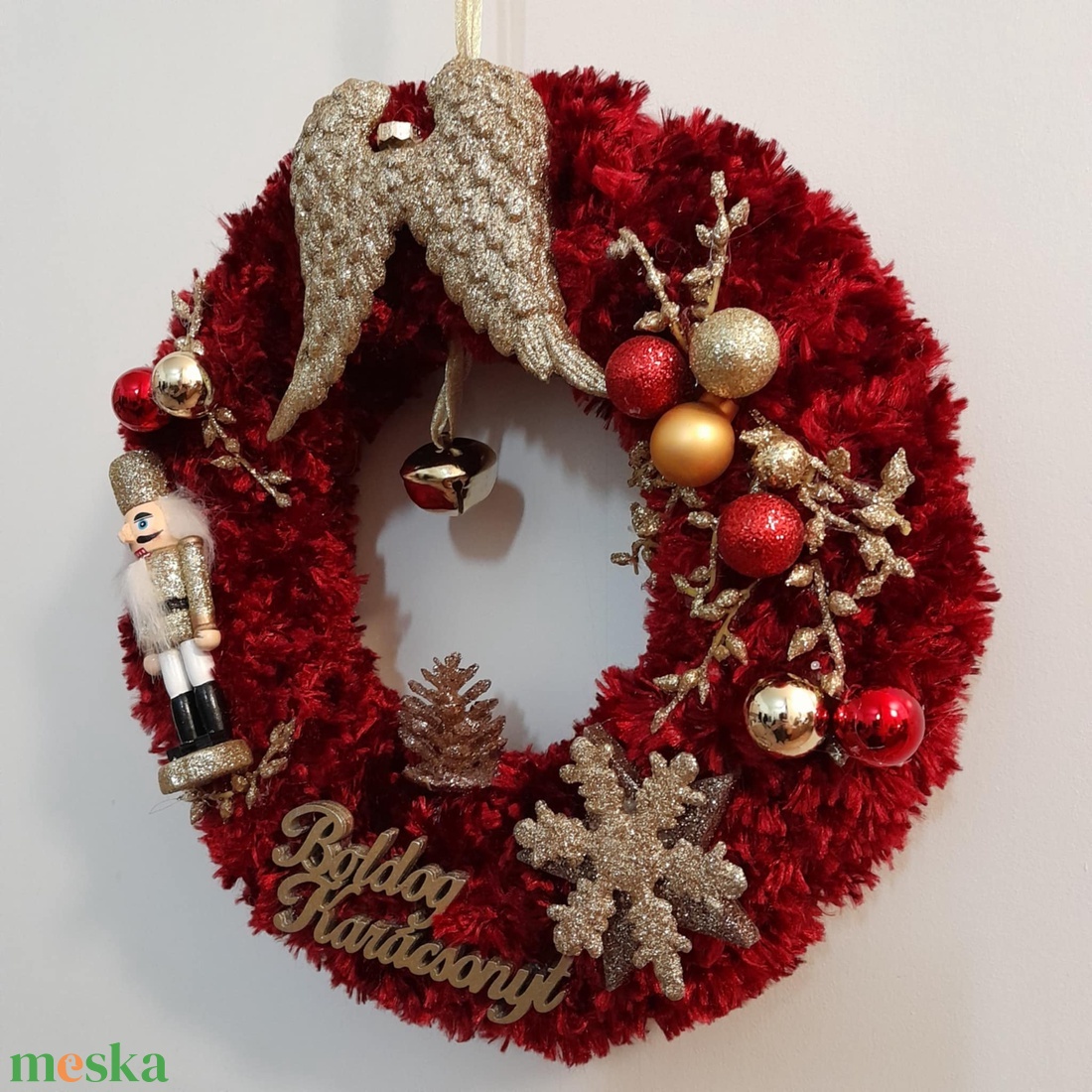 Karácsonyi ajtódísz.28 cm - karácsony - karácsonyi lakásdekoráció - karácsonyi ajtódíszek - Meska.hu