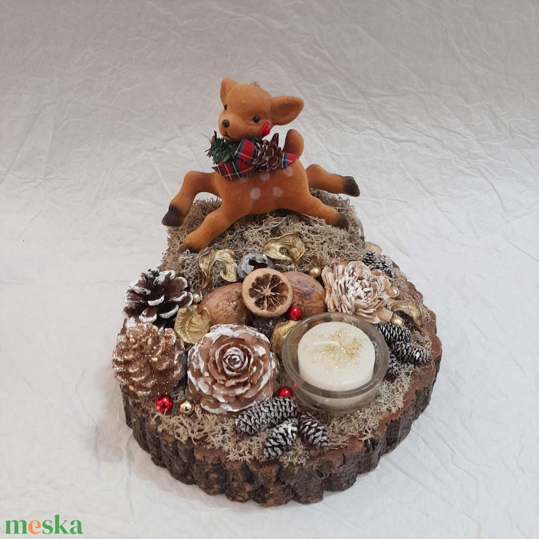 Őzikés karácsonyi,adventi,téli asztaldísz. - karácsony - adventi díszek - adventi asztaldísz - Meska.hu