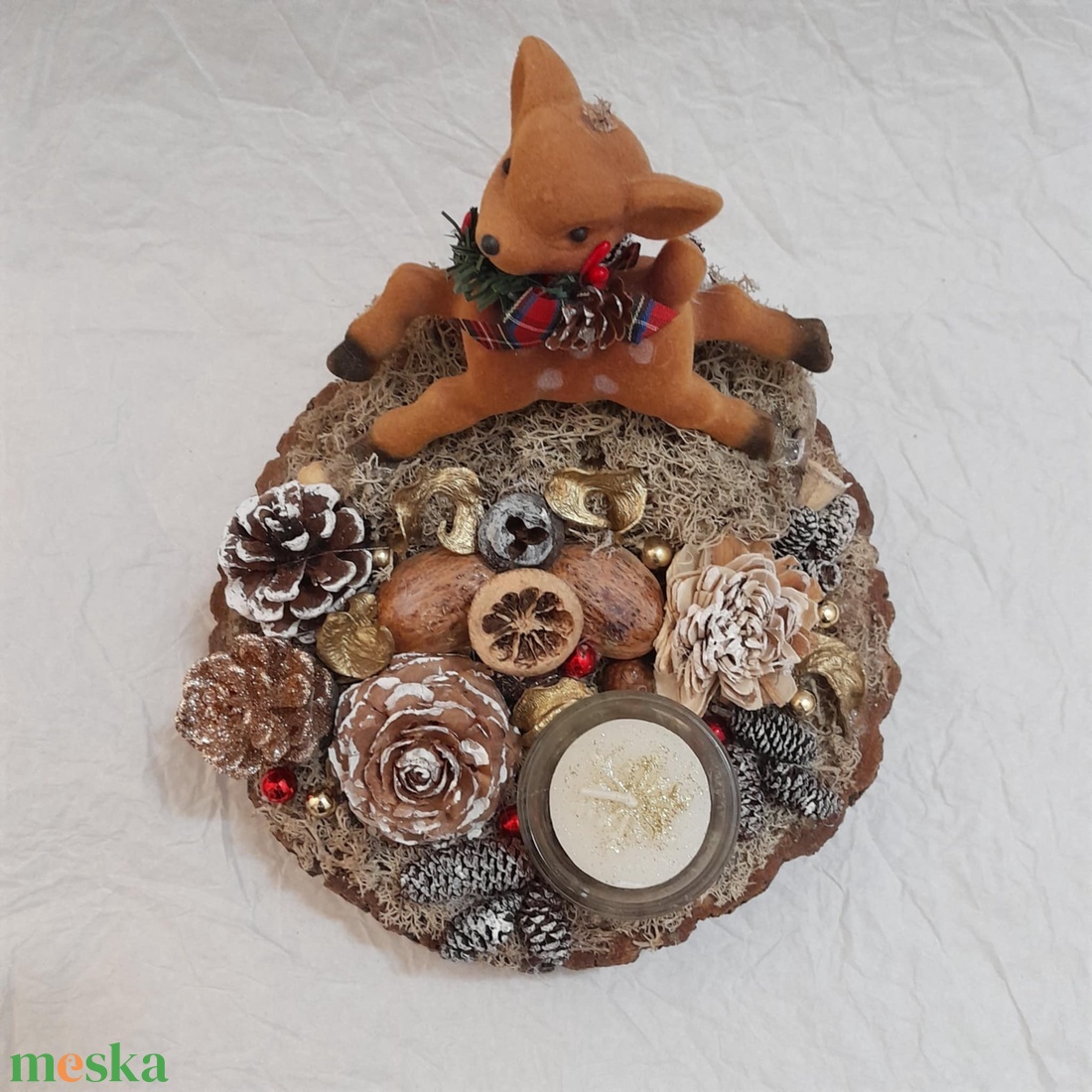 Őzikés karácsonyi,adventi,téli asztaldísz. - karácsony - adventi díszek - adventi asztaldísz - Meska.hu