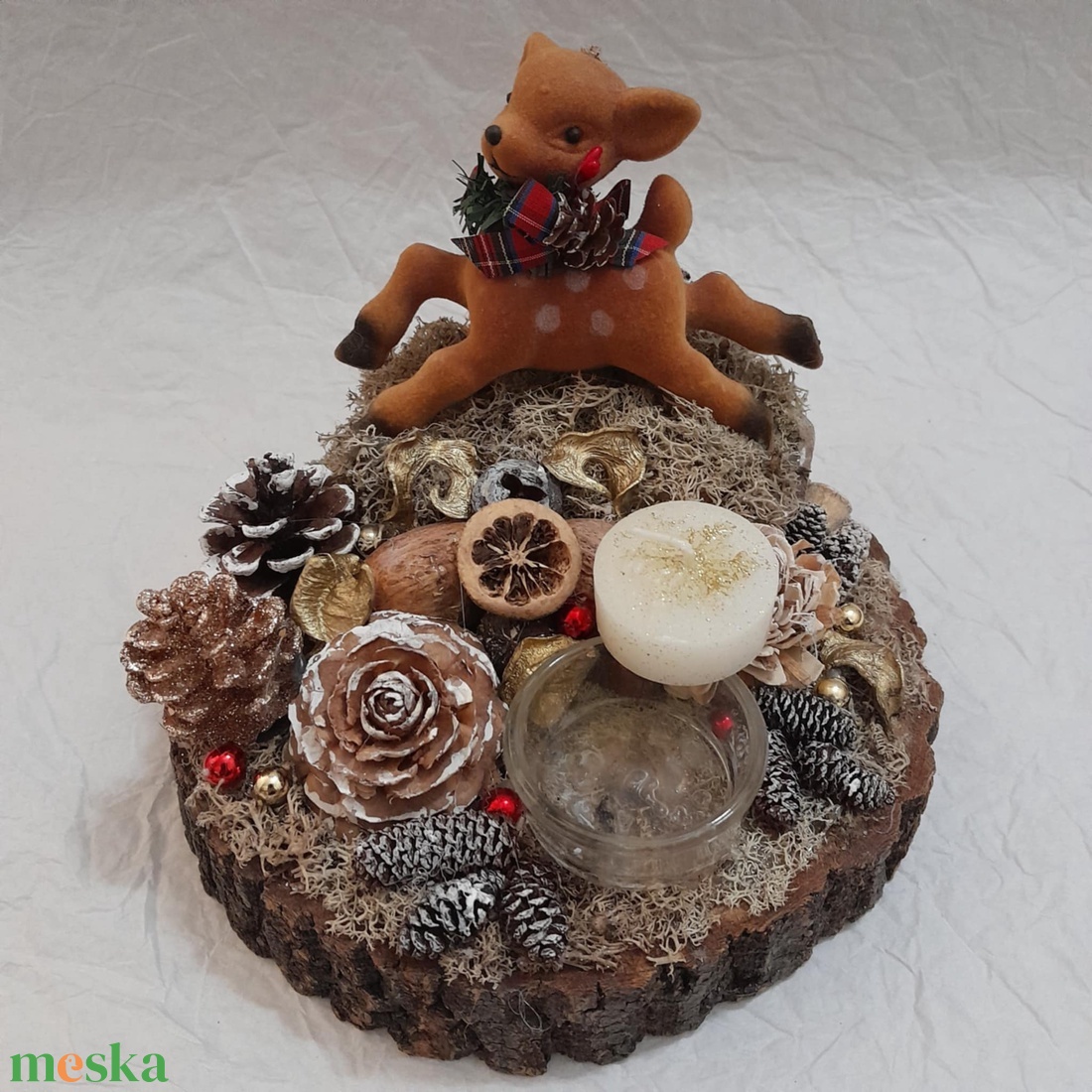 Őzikés karácsonyi,adventi,téli asztaldísz. - karácsony - adventi díszek - adventi asztaldísz - Meska.hu