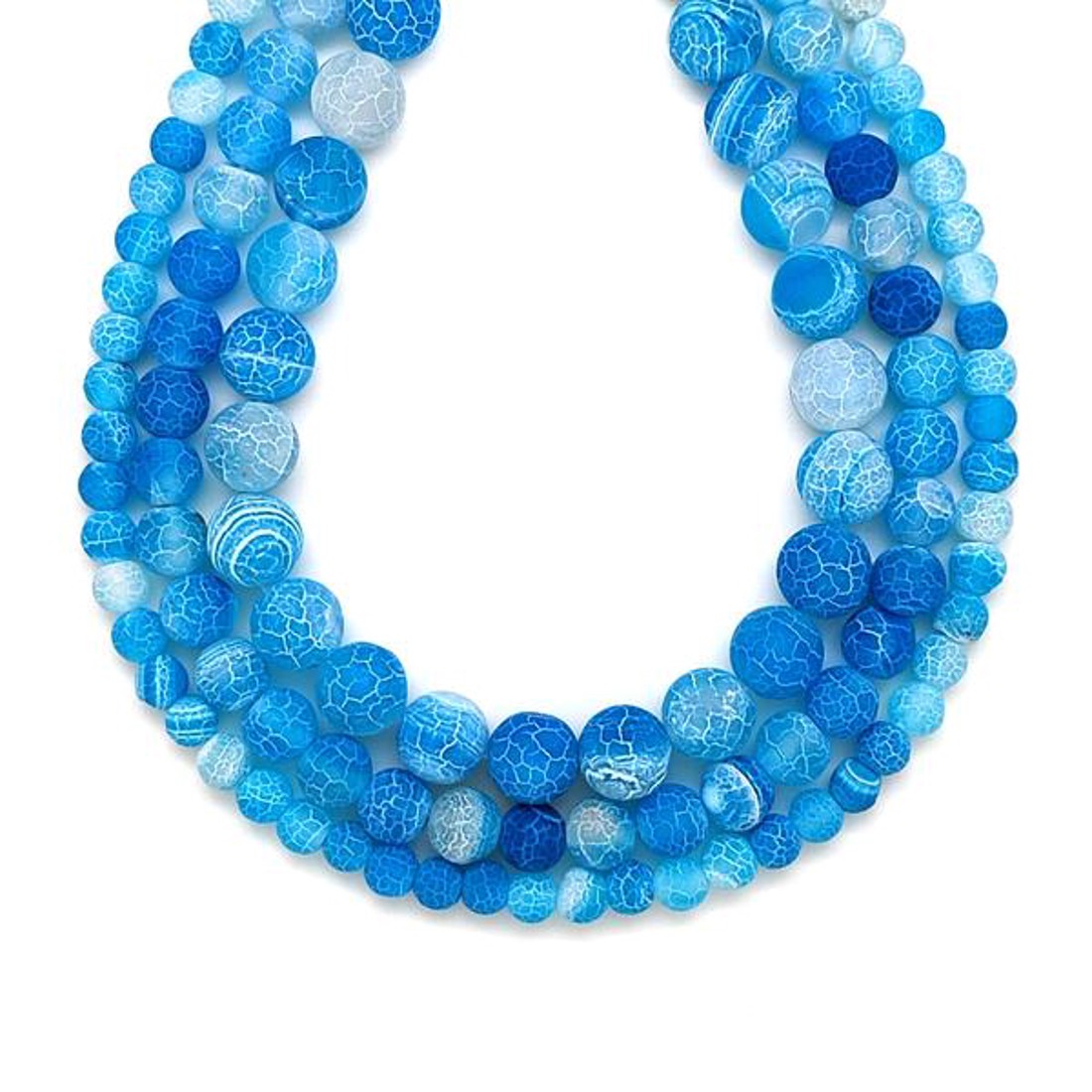 Achát tűz matt szinezett kék golyó 10mm  ékszerkészítő alapanyag (füzér) - kellékek & szerszámok - ásvány alapanyag - ásványfüzér - Meska.hu