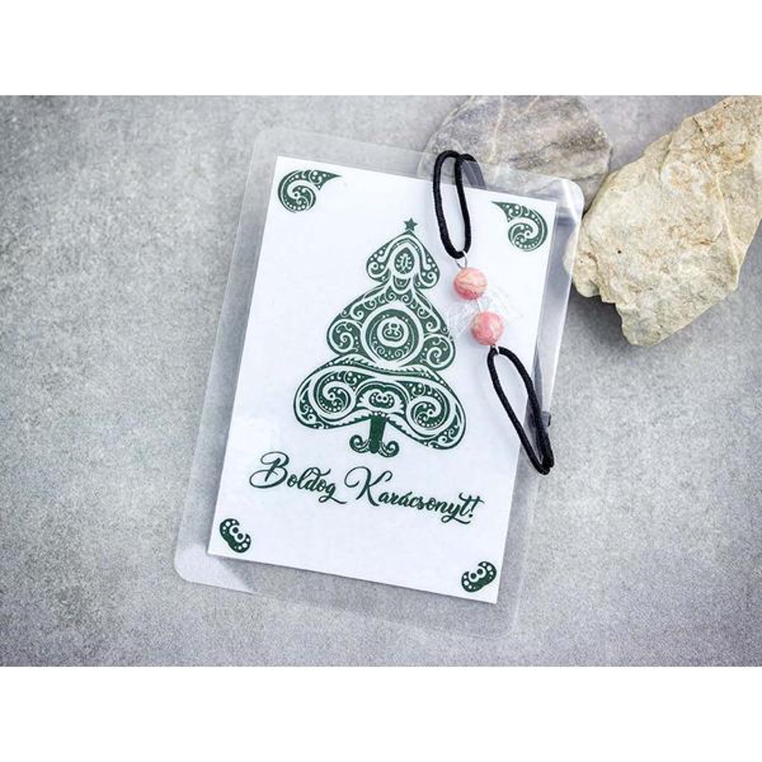 Boldog Karácsonyt rodokrozit angyal karkötő - ékszer - karkötő - karkötő medállal - Meska.hu