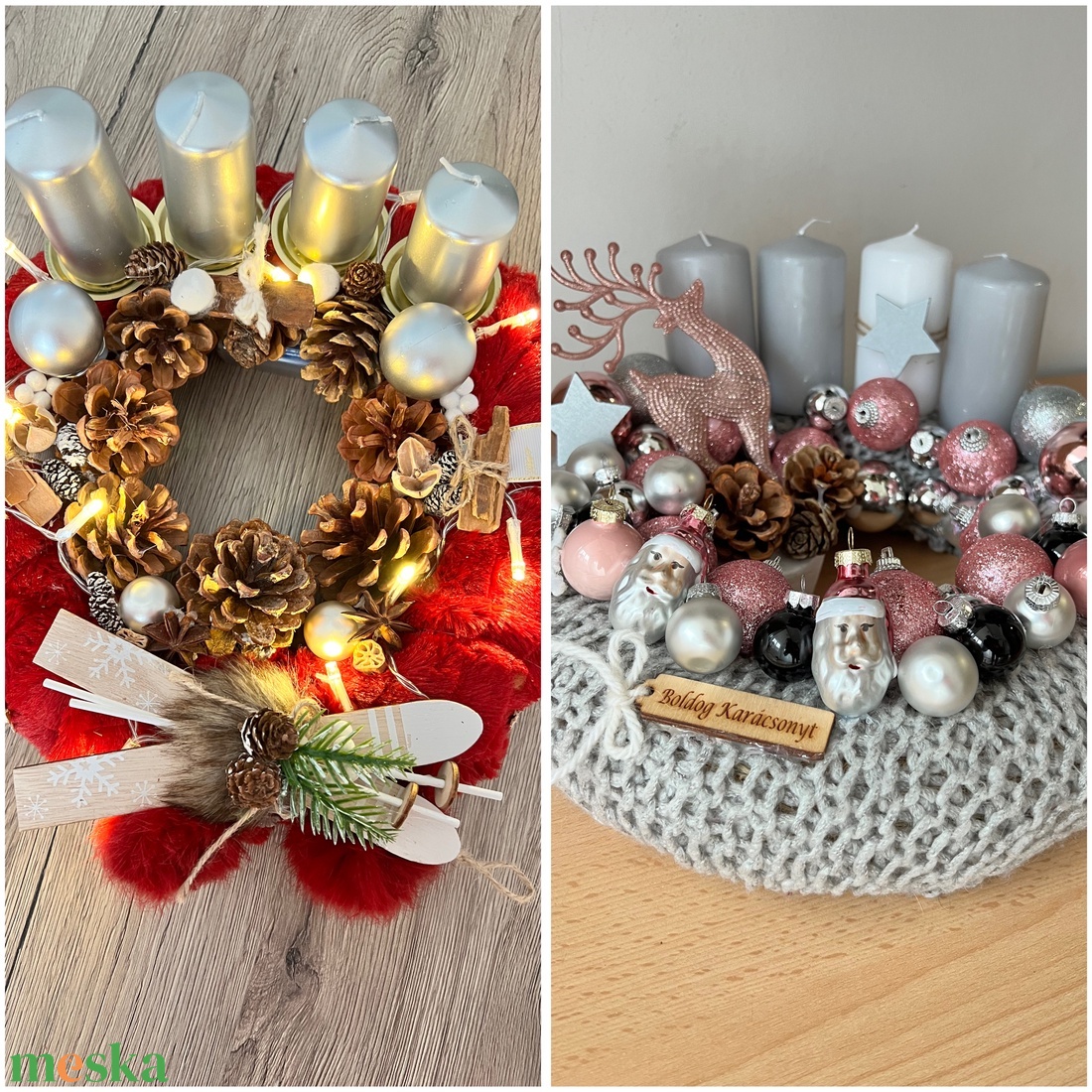 Egyedi adventi koszorú készítése saját elképzelés alapján - karácsony - adventi díszek - adventi koszorú - Meska.hu