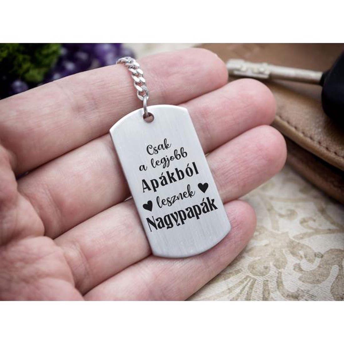 Apákból lesznek Nagypapák acél medálos kulcstartó - táska & tok - kulcstartó & táskadísz - kulcstartó - Meska.hu