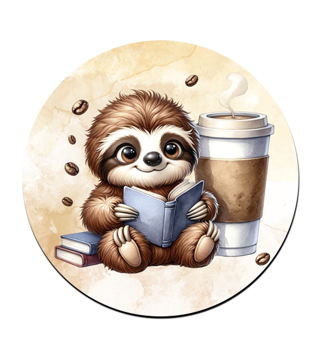 Kis kávés lajhár és a könyv bögre alátét -  - Meska.hu