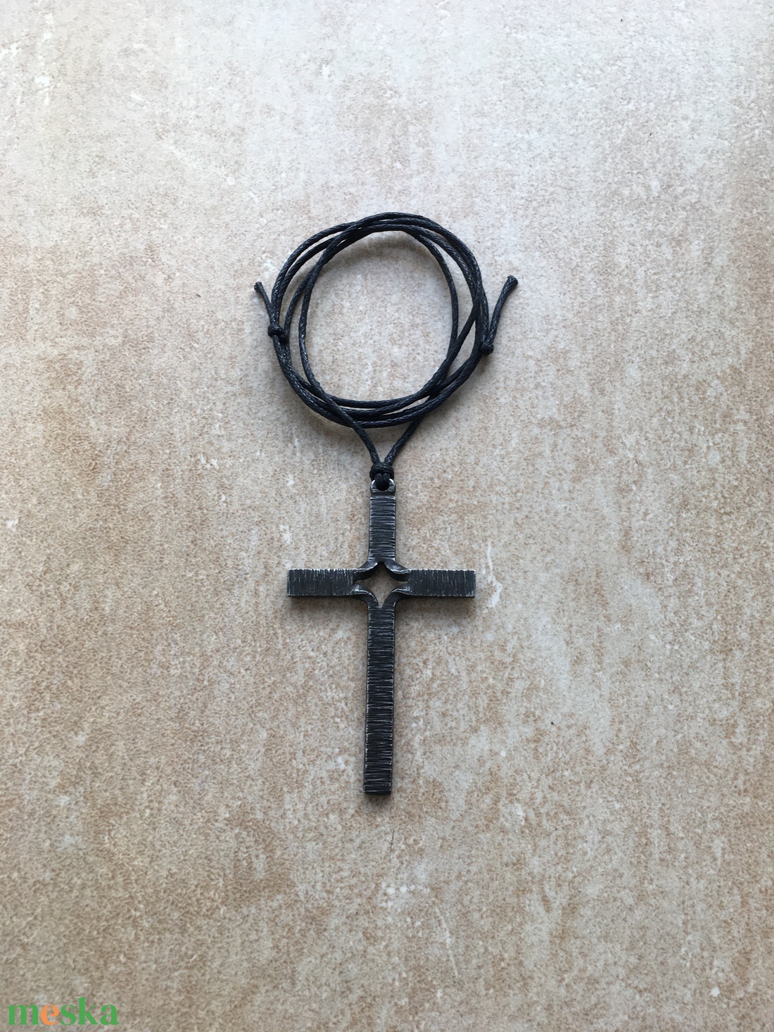 Kovácsolt archaikus acélkereszt - ékszer - nyaklánc - medál - Meska.hu