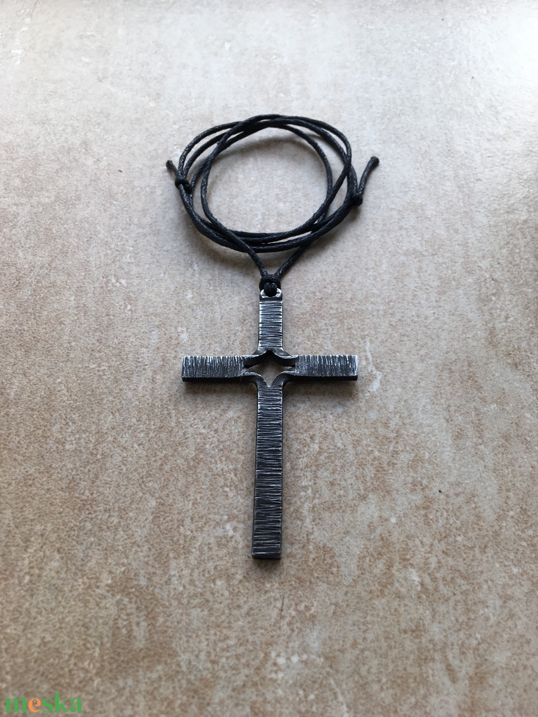 Kovácsolt archaikus acélkereszt - ékszer - nyaklánc - medál - Meska.hu