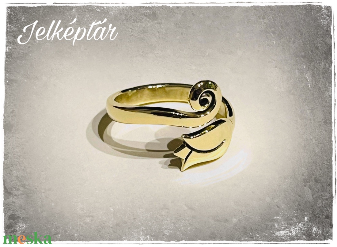 Kovácsolt tulipános gyűrű - sárgaréz - ékszer - gyűrű - figurális gyűrű - Meska.hu
