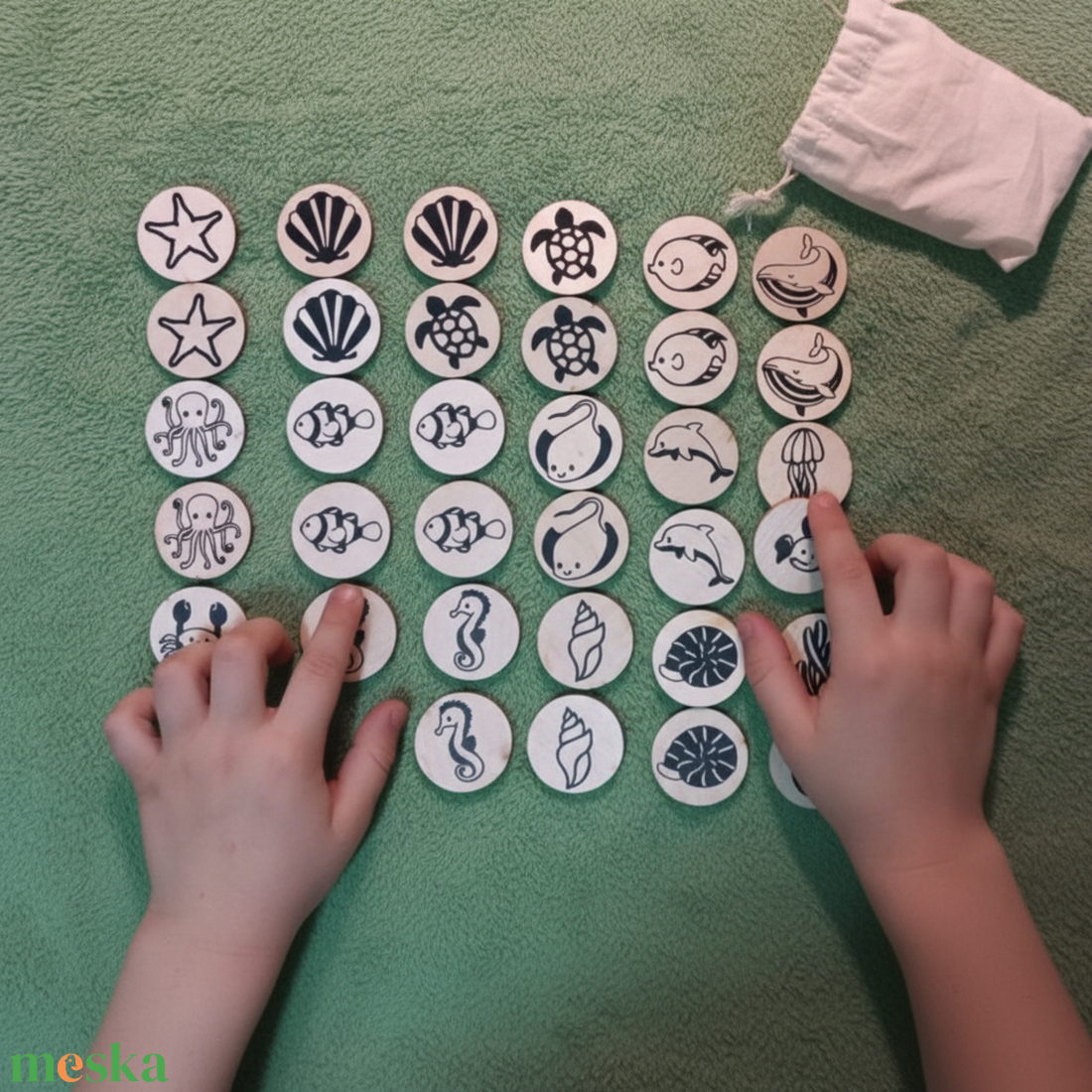 Memória játék - tengeri élőlények - játék & sport - készségfejlesztő és logikai játék - memória játékok - Meska.hu