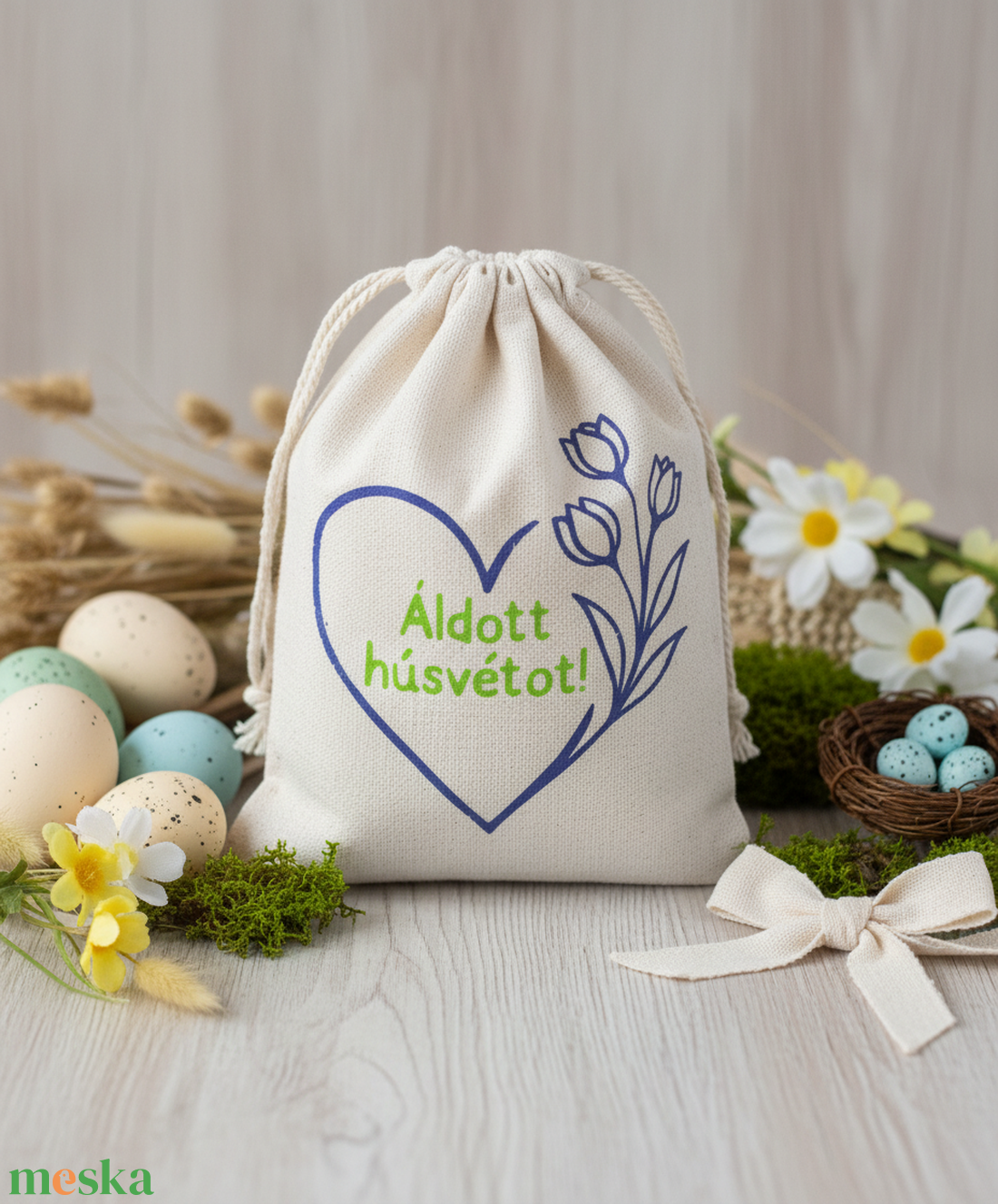 Húsvéti vászon zsákocska � apró ajándékokhoz - ünnepi díszek, dekorációk - húsvéti díszek és dekorációk - húsvéti ajándékátadó - Meska.hu