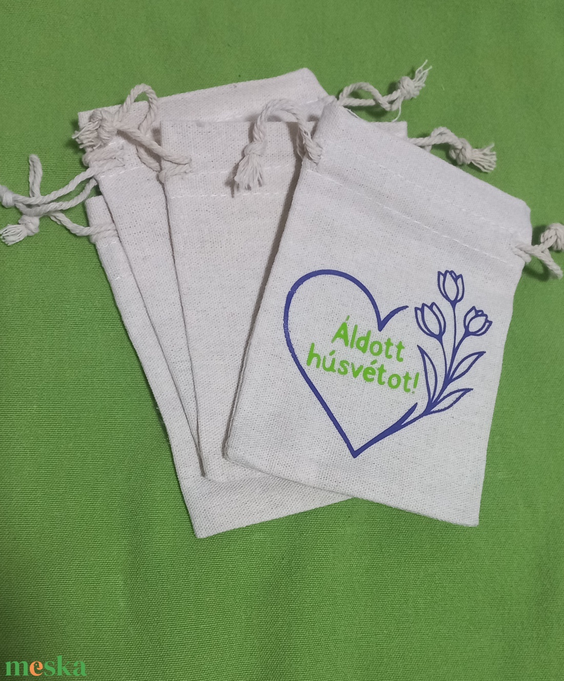 Húsvéti vászon zsákocska � apró ajándékokhoz - ünnepi díszek, dekorációk - húsvéti díszek és dekorációk - húsvéti ajándékátadó - Meska.hu