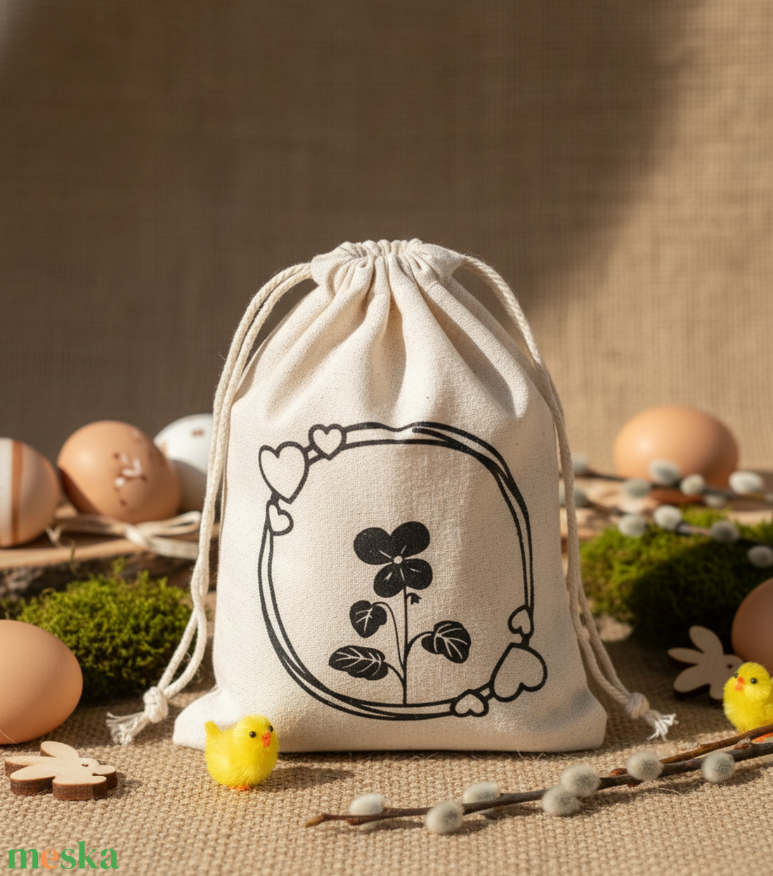 Húsvéti vászon zsákocska � apró ajándékokhoz - ünnepi díszek, dekorációk - húsvéti díszek és dekorációk - húsvéti ajándékátadó - Meska.hu