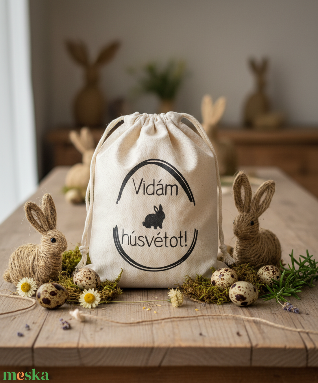 Húsvéti vászon zsákocska � apró ajándékokhoz - ünnepi díszek, dekorációk - húsvéti díszek és dekorációk - húsvéti ajándékátadó - Meska.hu
