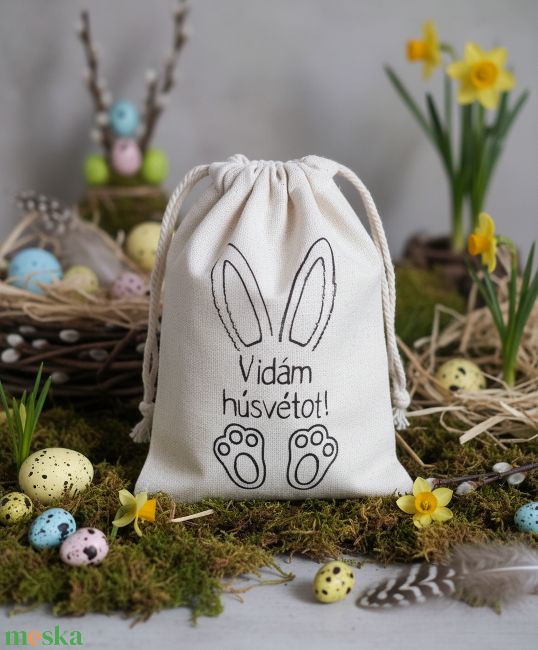 Húsvéti vászon zsákocska � apró ajándékokhoz - ünnepi díszek, dekorációk - húsvéti díszek és dekorációk - húsvéti ajándékátadó - Meska.hu