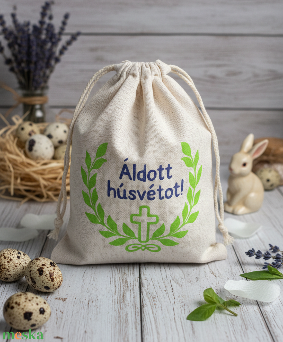 Húsvéti vászon zsákocska � apró ajándékokhoz - ünnepi díszek, dekorációk - húsvéti díszek és dekorációk - húsvéti ajándékátadó - Meska.hu
