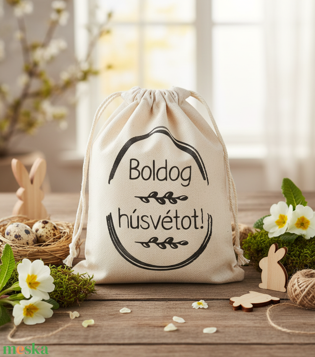 Húsvéti vászon zsákocska � apró ajándékokhoz - ünnepi díszek, dekorációk - húsvéti díszek és dekorációk - húsvéti ajándékátadó - Meska.hu