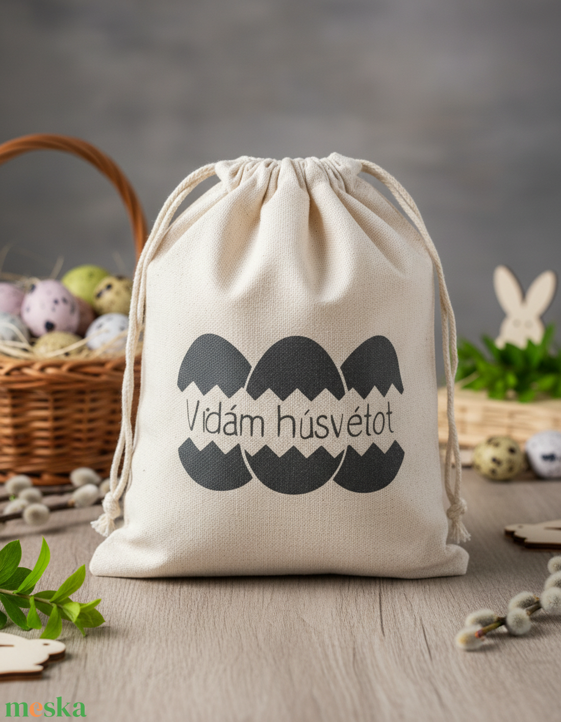 Húsvéti vászon zsákocska � apró ajándékokhoz - ünnepi díszek, dekorációk - húsvéti díszek és dekorációk - húsvéti ajándékátadó - Meska.hu