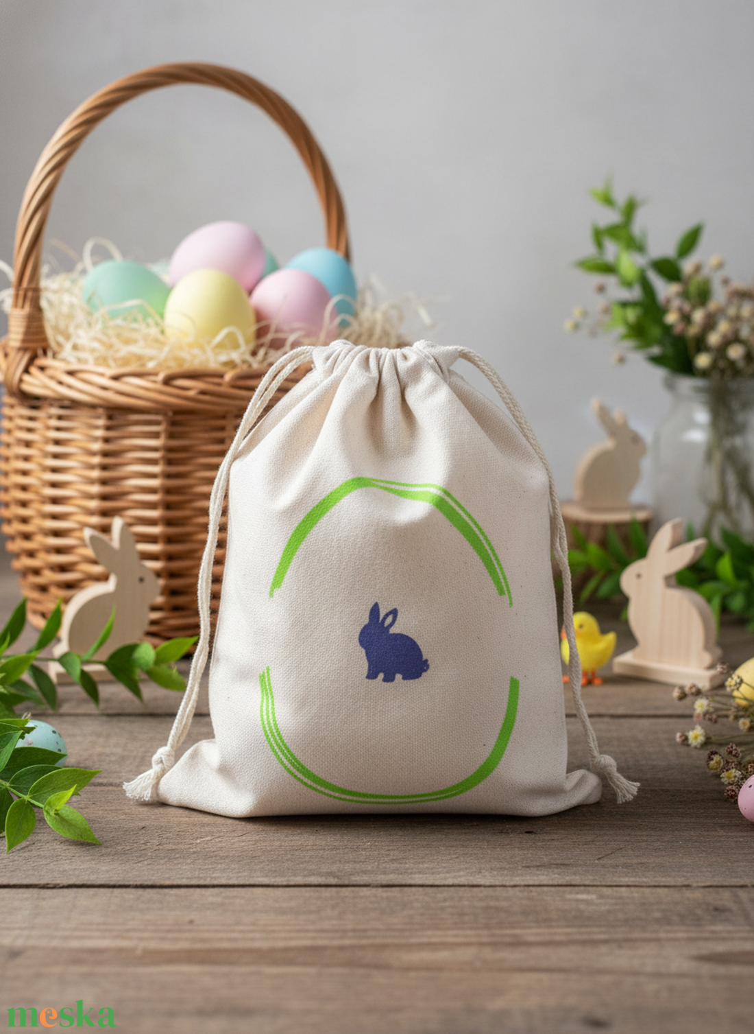 Húsvéti vászon zsákocska � apró ajándékokhoz - ünnepi díszek, dekorációk - húsvéti díszek és dekorációk - húsvéti ajándékátadó - Meska.hu