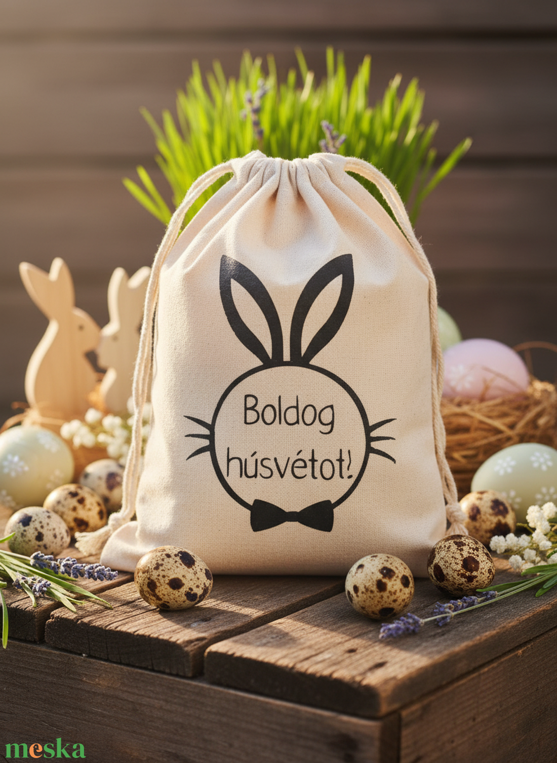 Húsvéti vászon zsákocska � apró ajándékokhoz - ünnepi díszek, dekorációk - húsvéti díszek és dekorációk - húsvéti ajándékátadó - Meska.hu