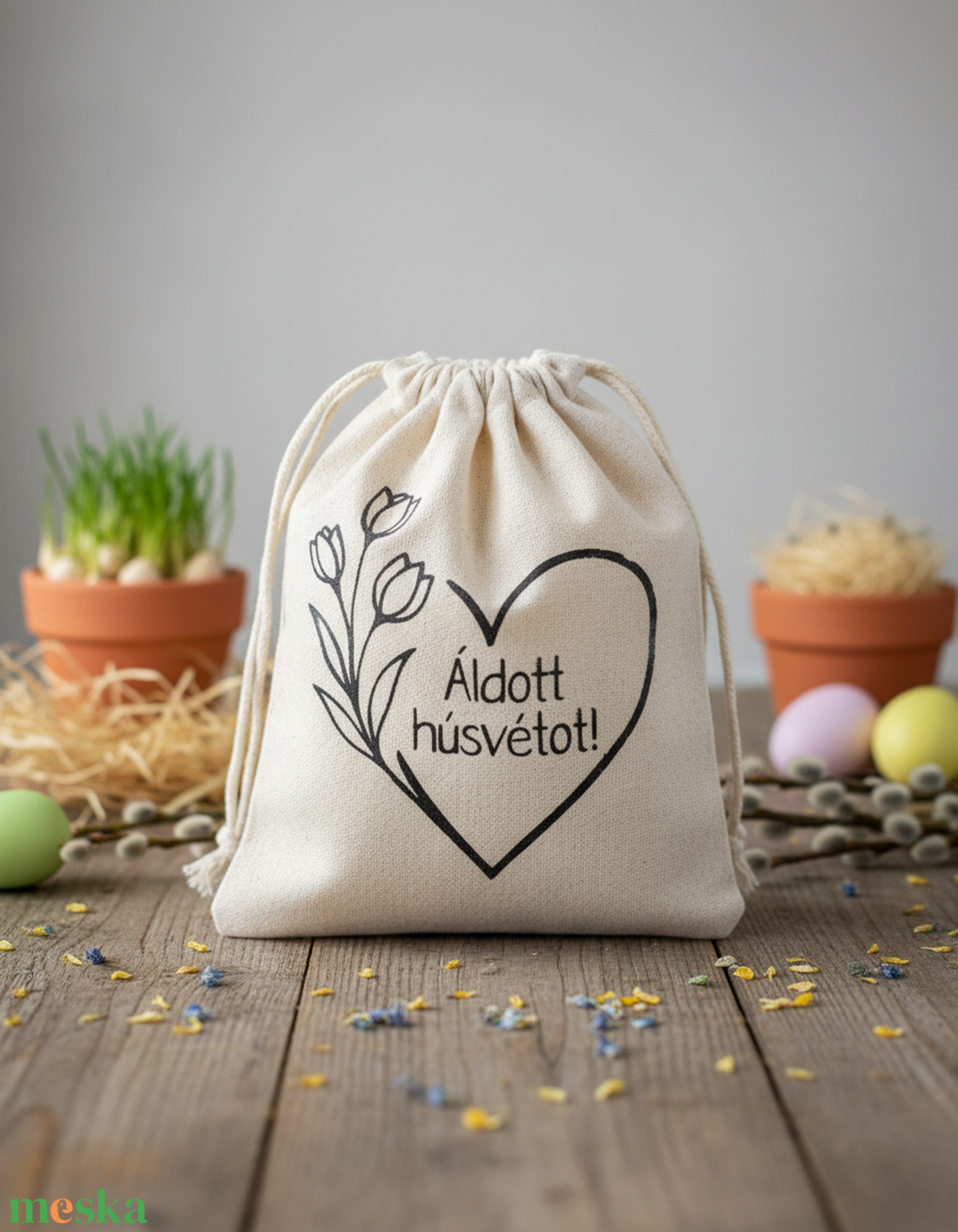 Húsvéti vászon zsákocska � apró ajándékokhoz - ünnepi díszek, dekorációk - húsvéti díszek és dekorációk - húsvéti ajándékátadó - Meska.hu