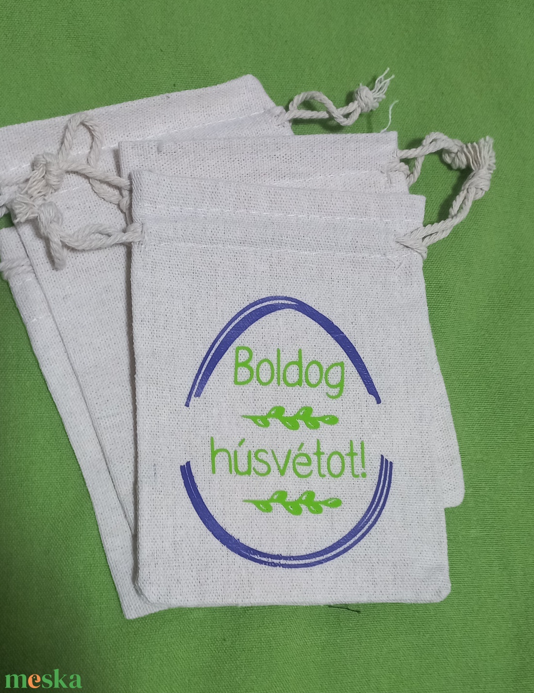 Húsvéti vászon zsákocska � apró ajándékokhoz - ünnepi díszek, dekorációk - húsvéti díszek és dekorációk - húsvéti ajándékátadó - Meska.hu