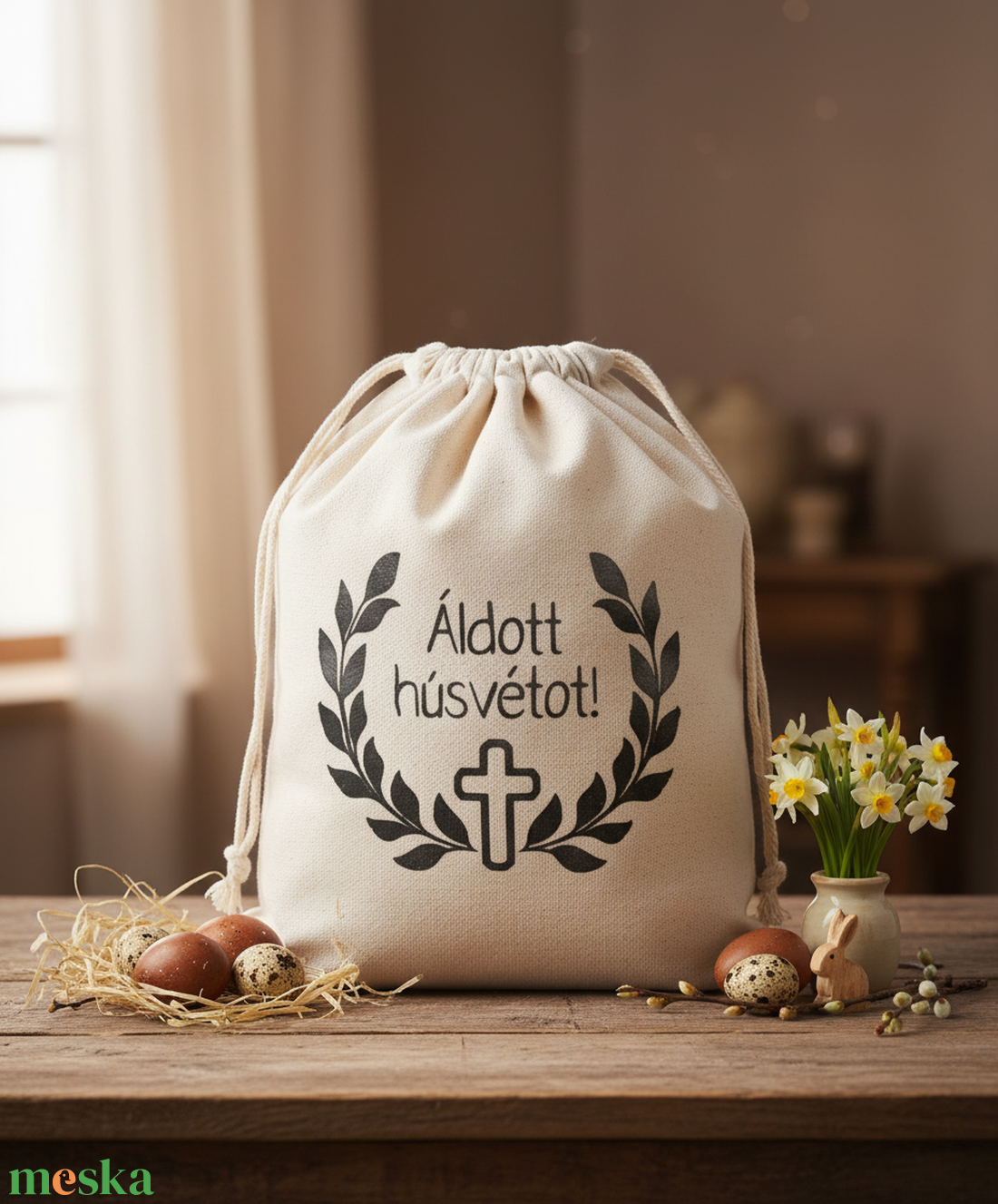 Húsvéti vászon zsákocska � apró ajándékokhoz - ünnepi díszek, dekorációk - húsvéti díszek és dekorációk - húsvéti ajándékátadó - Meska.hu