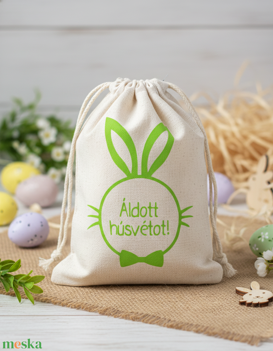 Húsvéti vászon zsákocska � apró ajándékokhoz - ünnepi díszek, dekorációk - húsvéti díszek és dekorációk - húsvéti ajándékátadó - Meska.hu