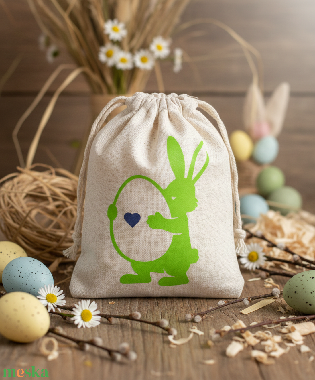 Húsvéti vászon zsákocska � apró ajándékokhoz - ünnepi díszek, dekorációk - húsvéti díszek és dekorációk - húsvéti ajándékátadó - Meska.hu