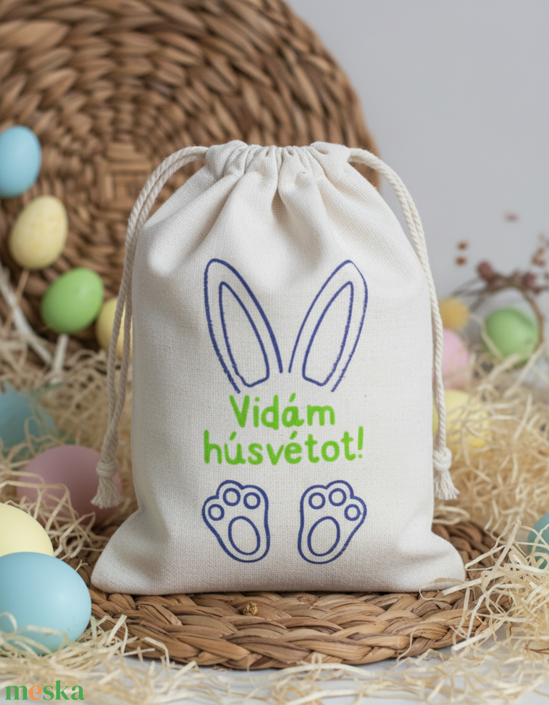 Húsvéti vászon zsákocska � apró ajándékokhoz - ünnepi díszek, dekorációk - húsvéti díszek és dekorációk - húsvéti ajándékátadó - Meska.hu