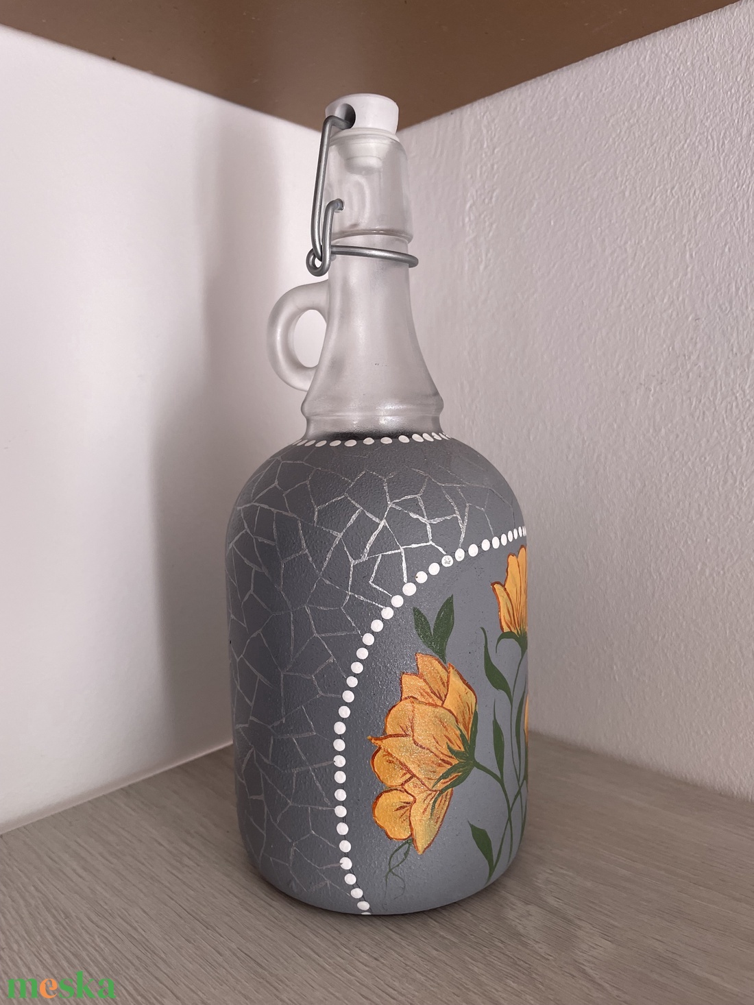 Kézzel festett csatos üveg - otthon & életmód - konyhafelszerelés, tálalás - flaska, csatos üveg - Meska.hu