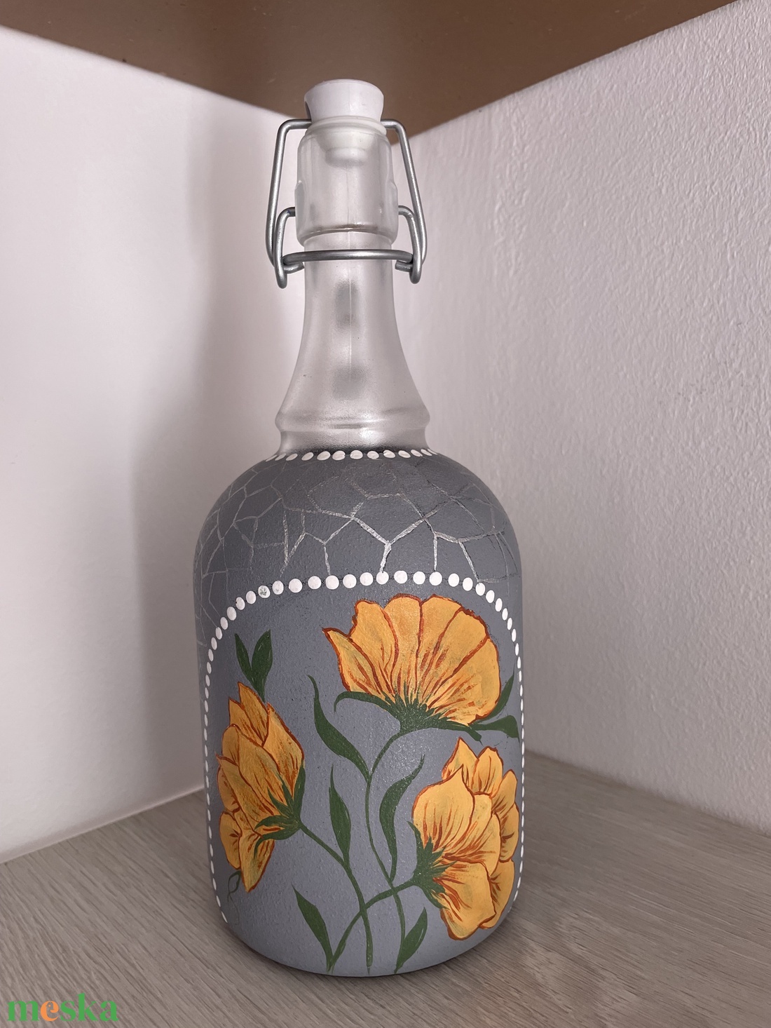 Kézzel festett csatos üveg - otthon & életmód - konyhafelszerelés, tálalás - flaska, csatos üveg - Meska.hu