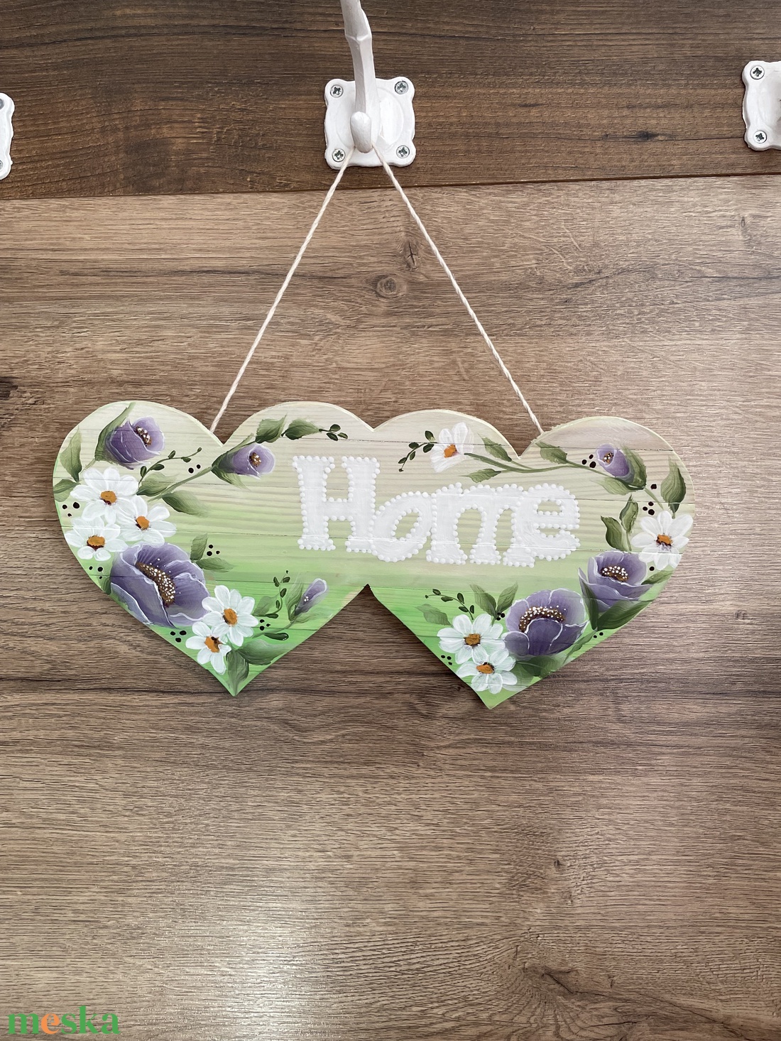 Zöld virágos ajtódisz - otthon & életmód - dekoráció - ajtó- és ablak dekoráció - ajtódísz & kopogtató - Meska.hu