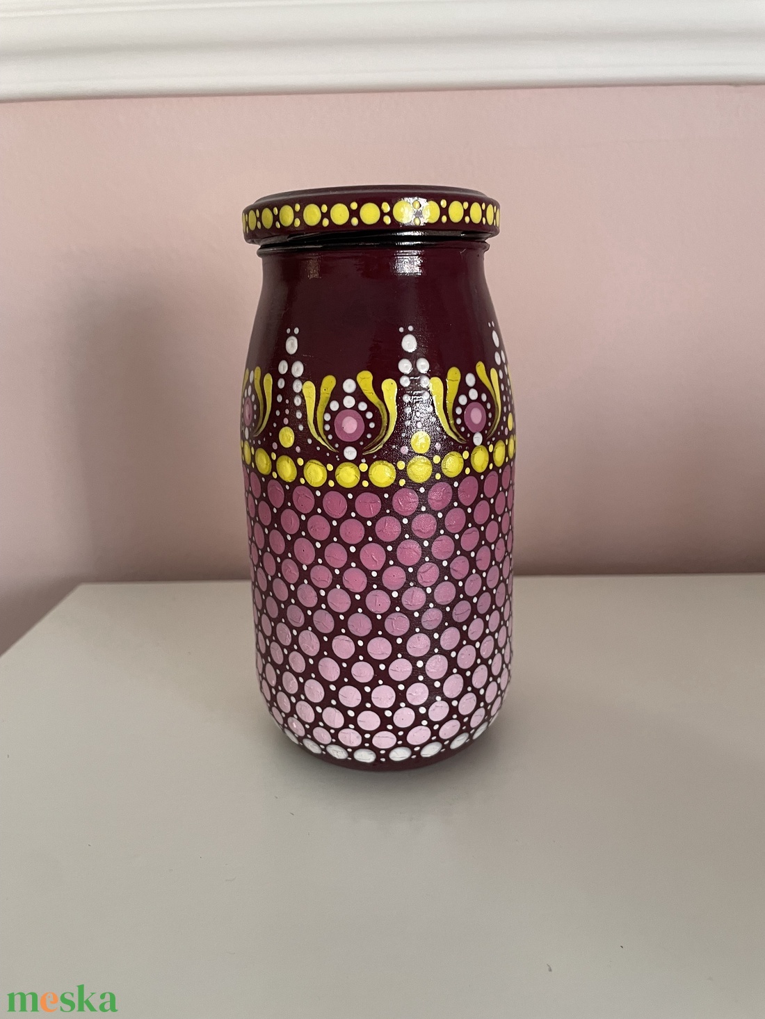 Kézzel festett 2 darabos csavaros üveg szett - otthon & életmód - dekoráció - asztal és polc dekoráció - asztaldísz - Meska.hu