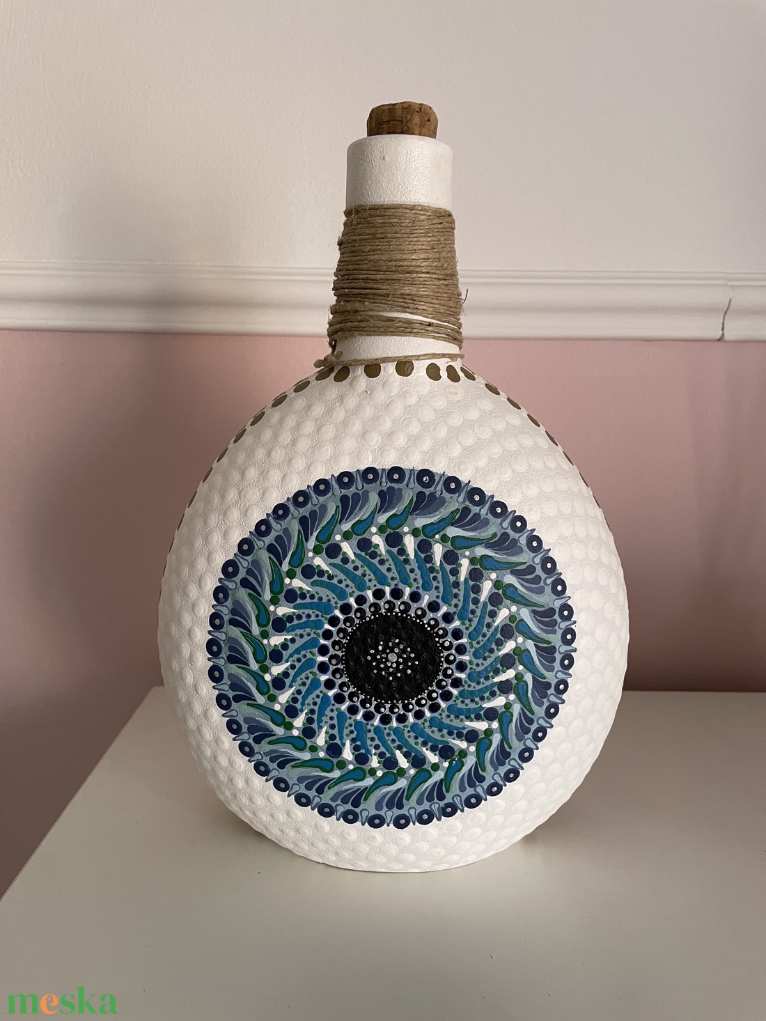 Kézzel festett nagy üveg - otthon & életmód - dekoráció - asztal és polc dekoráció - asztaldísz - Meska.hu