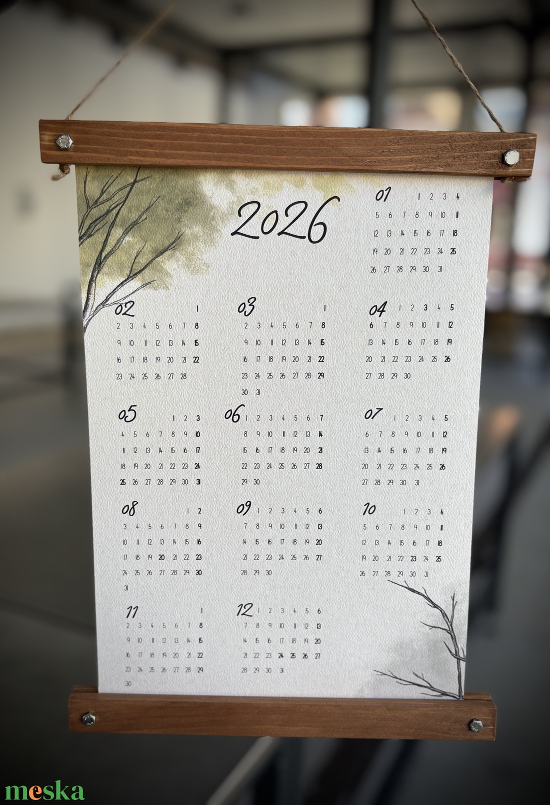 Éves naptár fa képtartóban  - otthon & életmód - dekoráció - fali és függő dekoráció - falinaptár & öröknaptár - Meska.hu