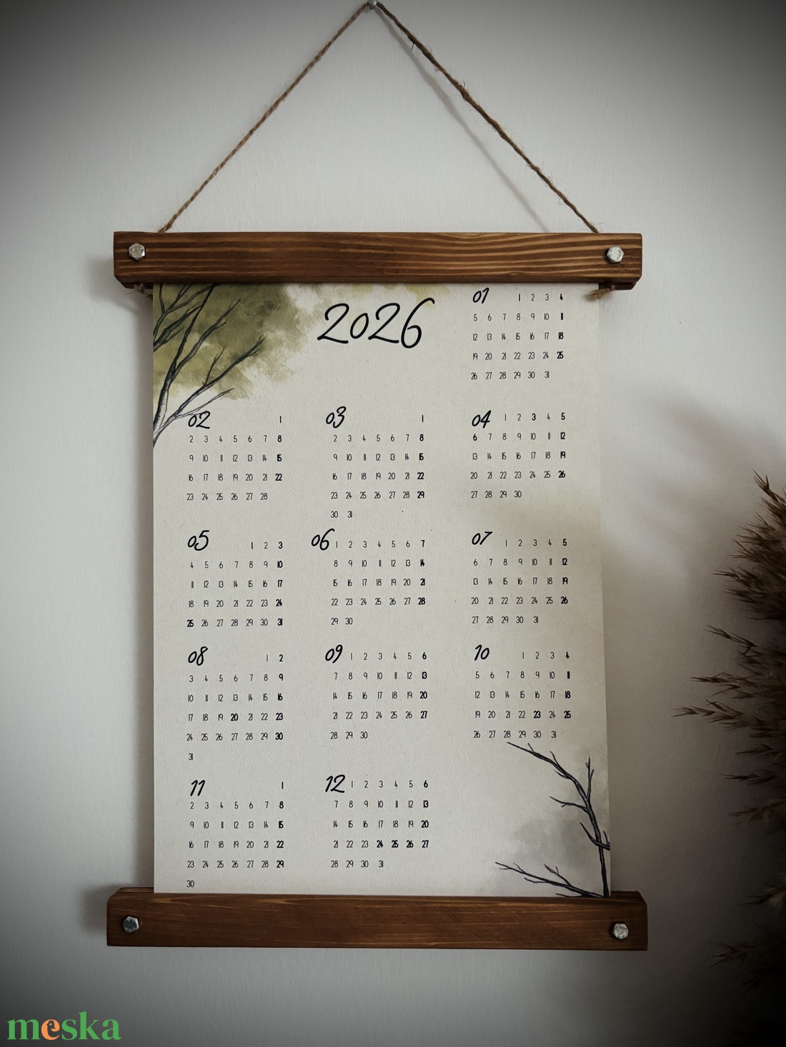 Éves naptár fa képtartóban  - otthon & életmód - dekoráció - fali és függő dekoráció - falinaptár & öröknaptár - Meska.hu