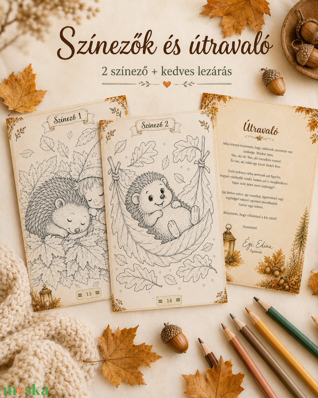 Az ölelésre vágyó sün � letölthető mesecsomag 5�9 éveseknek  - kellékek & szerszámok - könyv, újság - új könyv - Meska.hu