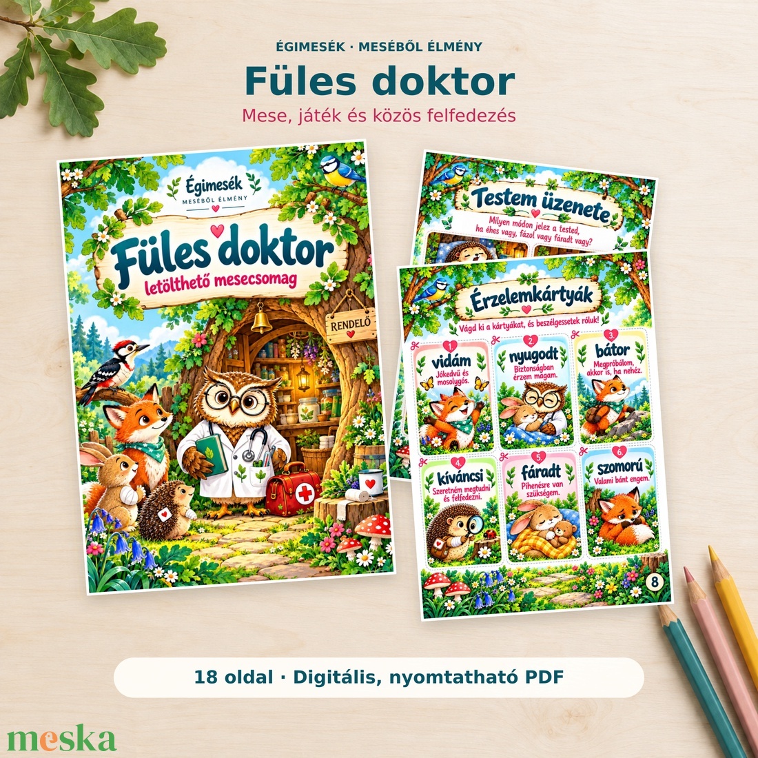 Füles doktor � Meséből élmény - 18 oldalas, nyomtatható mesecsomag - játék & sport - készségfejlesztő és logikai játék - oktató játékok - Meska.hu