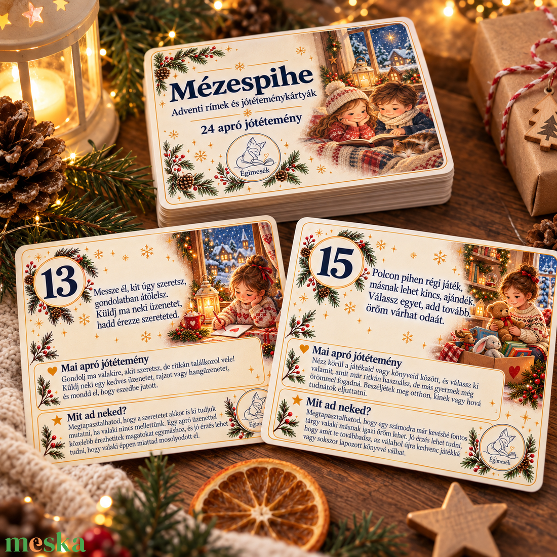 Mézespihe � adventi rímek és jótéteménykártyák - játék & sport - készségfejlesztő és logikai játék - oktató játékok - Meska.hu