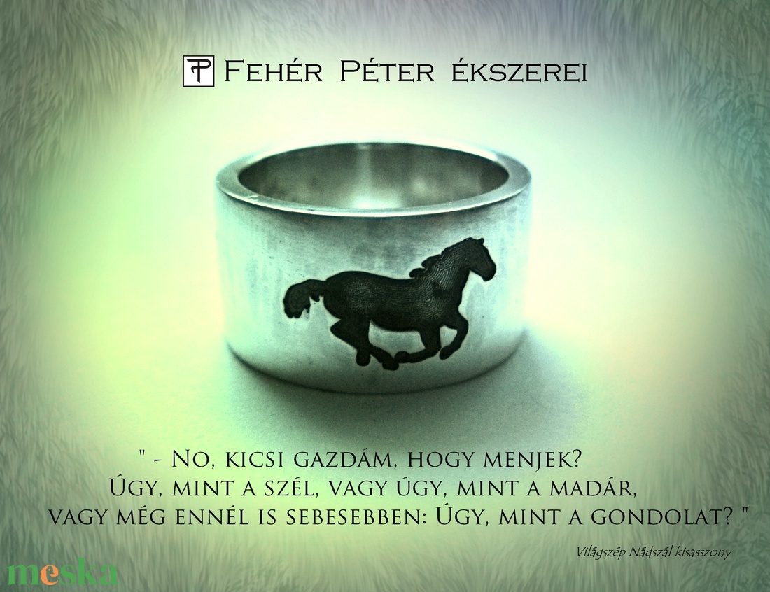 Lovas gyűrű egyedi felirattal - ékszer - gyűrű - figurális gyűrű - Meska.hu