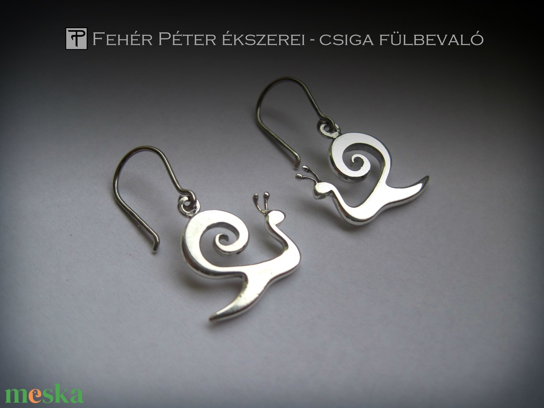 Kapolcs csiga ezüst fülbevaló - ékszer - fülbevaló - lógó fülbevaló - Meska.hu