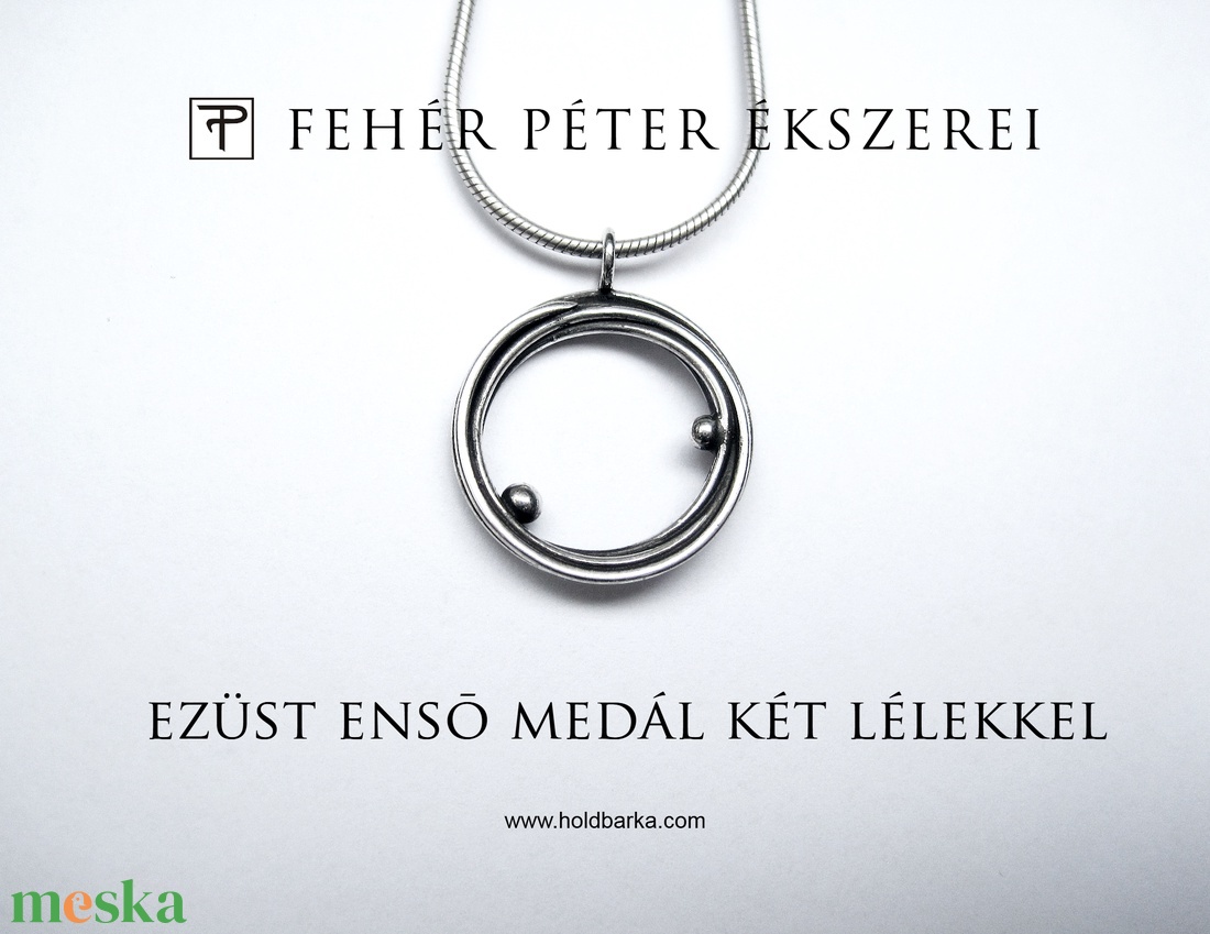 Ezüst enszó medál, két ezüst lélekkel - ékszer - nyaklánc - medál - Meska.hu