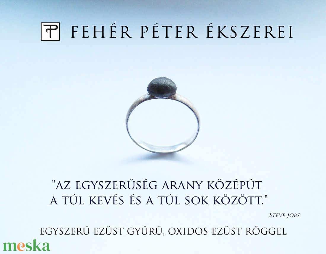 Egyszerű ezüst gyűrű, oxidos ezüst röggel - ékszer - gyűrű - gyöngyös gyűrű - Meska.hu