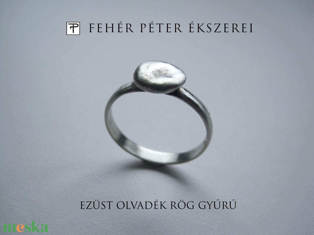 Ezüst olvadék rög gyűrű - ékszer - gyűrű - gyöngyös gyűrű - Meska.hu