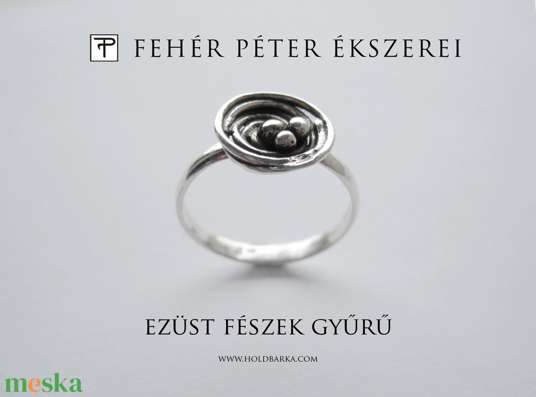 Egyedi ezüst fészek gyűrű - ékszer - gyűrű - gyöngyös gyűrű - Meska.hu