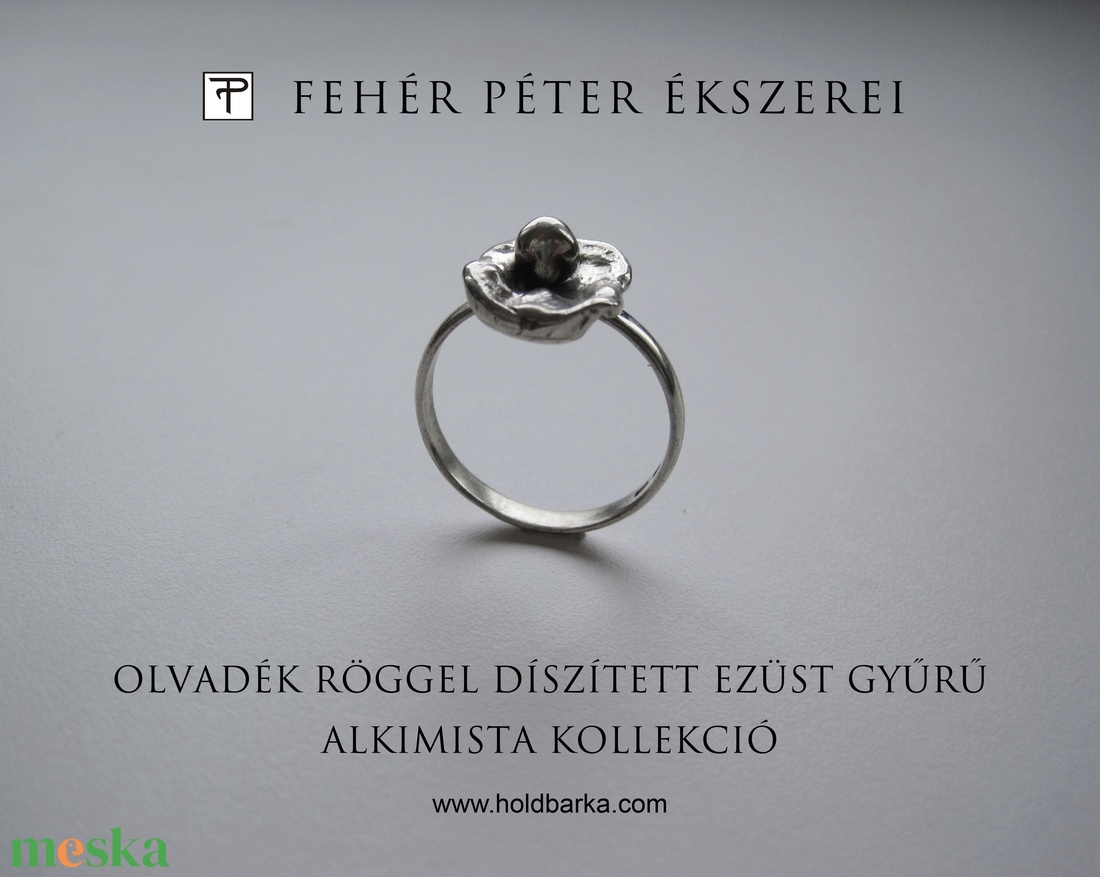 Egyedi olvadék röggel díszített ezüst gyűrű - ékszer - gyűrű - gyöngyös gyűrű - Meska.hu