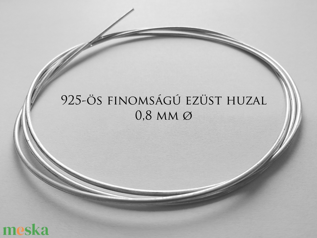 925-ös finomságú 0,8 mm átmérőjű 10 cm ezüst drót, sterling ezüst huzal - kellékek & szerszámok - gyöngyfűzés kellékek - drót - Meska.hu