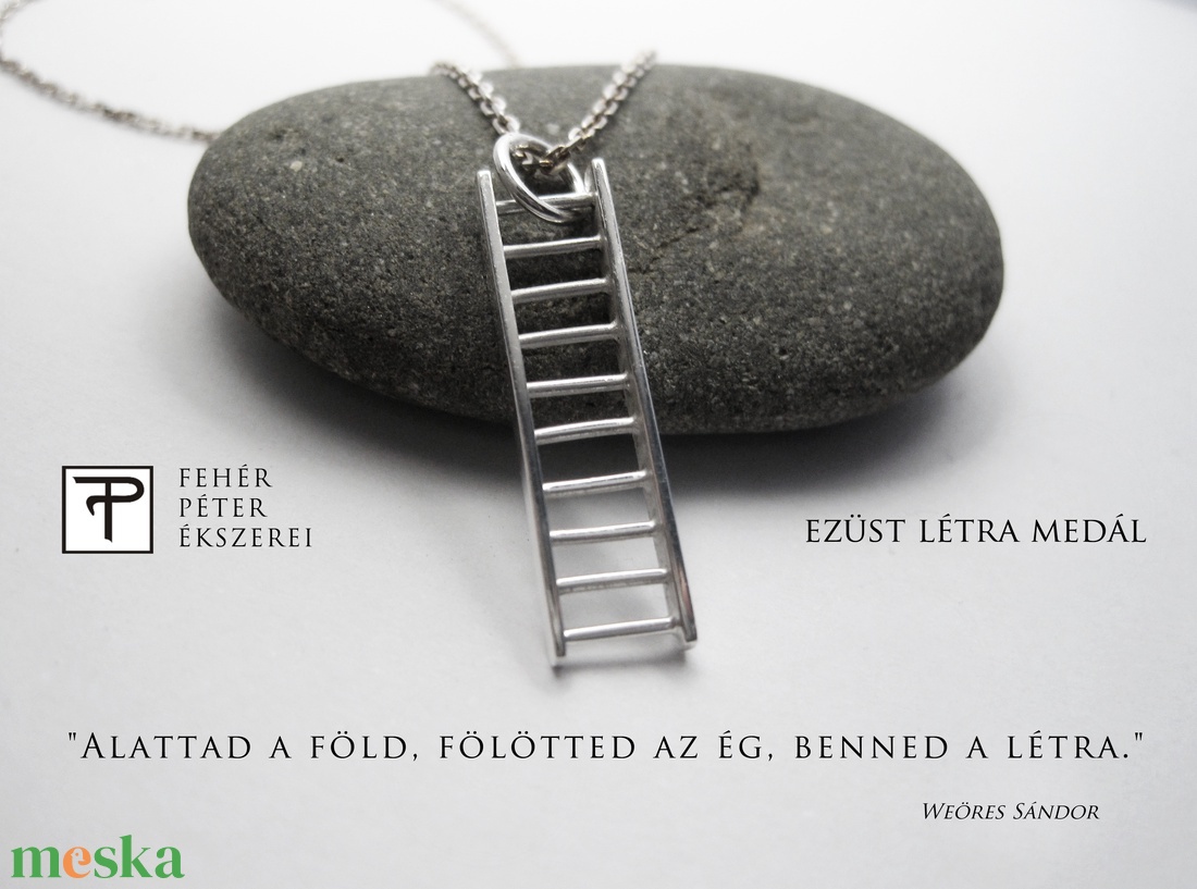ÚJDONSÁG! Egyedileg készített miniatűr ezüst létra medál. - ékszer - nyaklánc - medál - Meska.hu