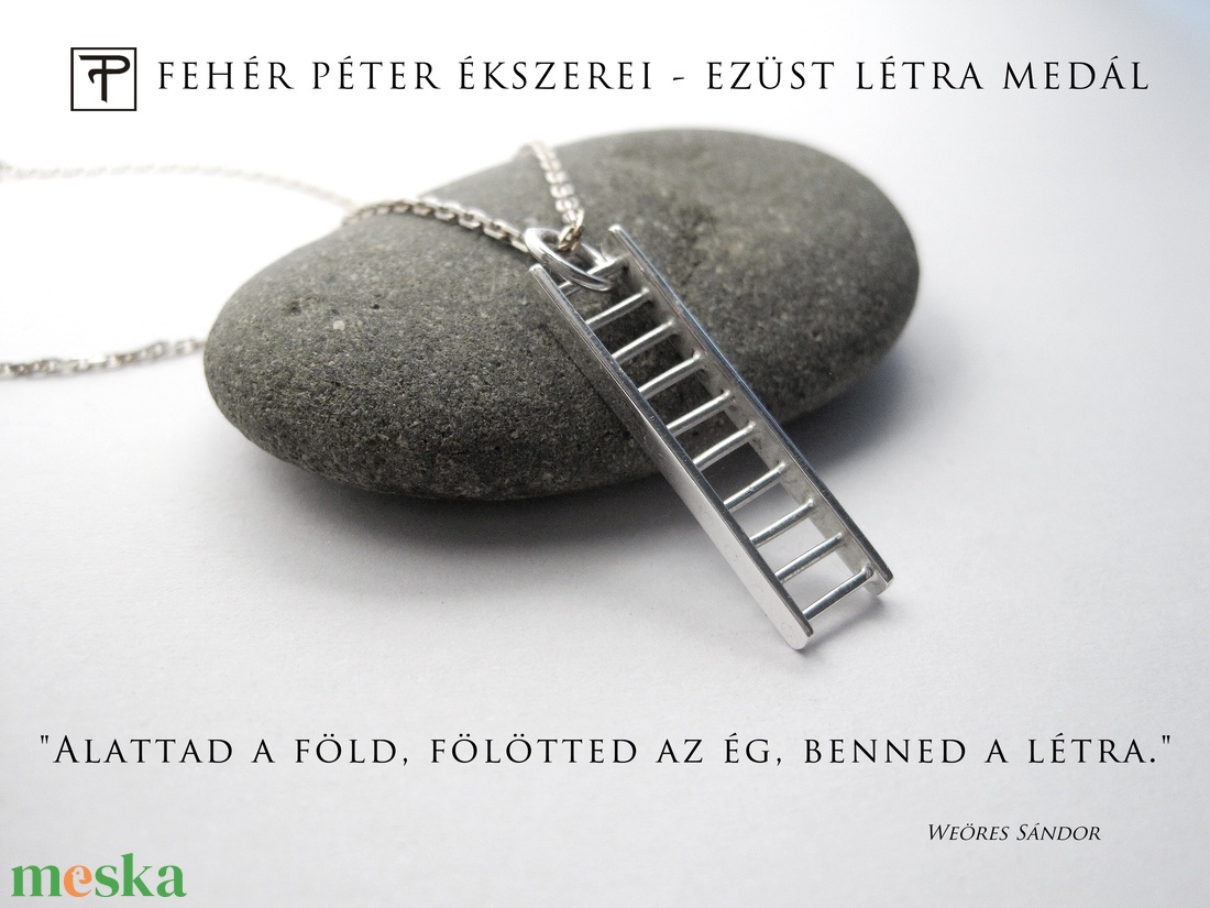 ÚJDONSÁG! Egyedileg készített miniatűr ezüst létra medál. - ékszer - nyaklánc - medál - Meska.hu