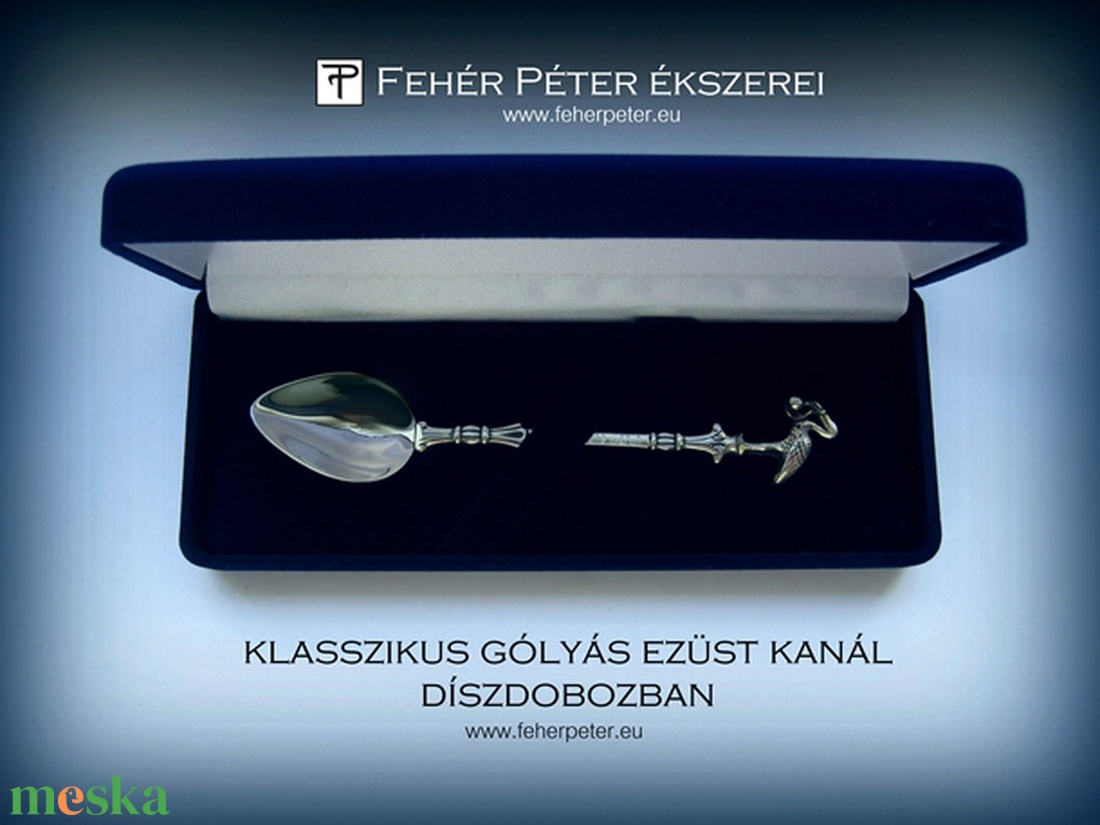 Gólyás ezüst kanál keresztelőre vagy babaszületéskor - esküvő - emlék & ajándék - szülőköszöntő ajándék - Meska.hu